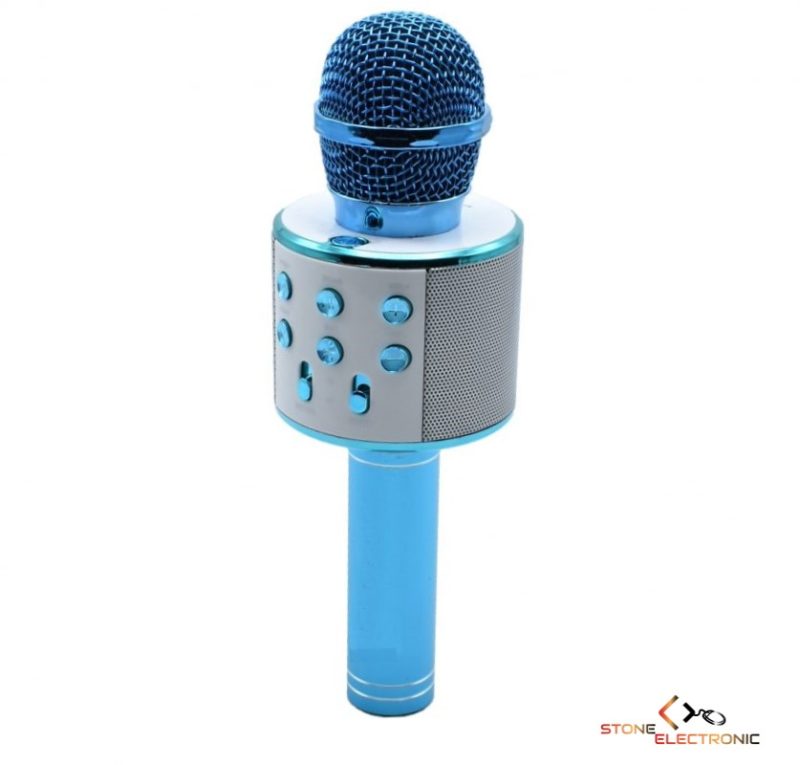 Microfon karaoke, Albastru boxa inclusa, Bluetooth, SD Card, USB, AUX