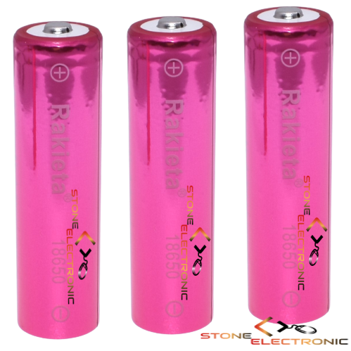 Set 3 Acumulatori Rakieta, Stone, Model 18650, 3.7v, 12000mAh, Li-ion, Pink