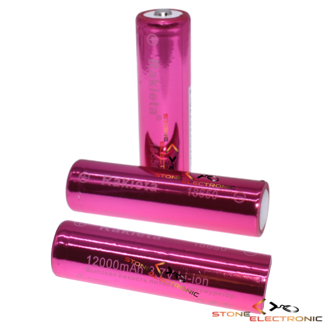 Set 3 Acumulatori Rakieta, Stone, Model 18650, 3.7v, 12000mAh, Li-ion, Pink - imagine 3